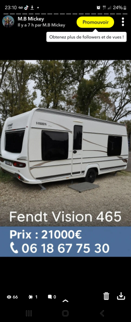 Caravane Fendt 2020 en excellent état
