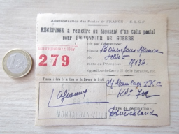 récépissé colis prisonnier guerre 1943 document 2WW militaire