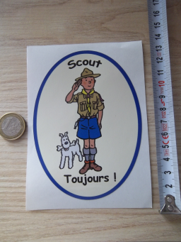 Autocollant Tintin Milou en Scout - Scoutisme