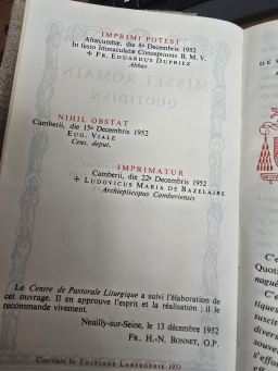 Livre religieux ancien de 1952 avec couverture d'origine