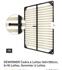 Sommier à lattes neuf - 160x200 cm