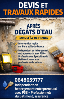 Devis pour réparation de dégâts d'eau