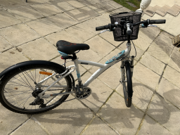 Bicyclette femme avec panier de course