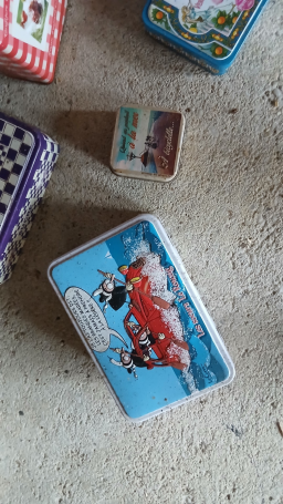 Ancienne boîte en fer à collectionner