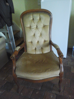 Fauteuil style Voltaire en velours 30e