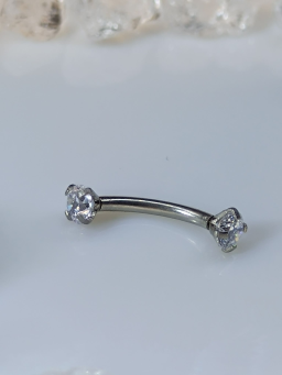 Piercing arcade broche double strass blanc bijoux rook lobe oreille vissable