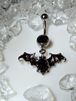 piercing nombril chauve souris satan strass noir ailes navel ombligo anneau nabel nawell