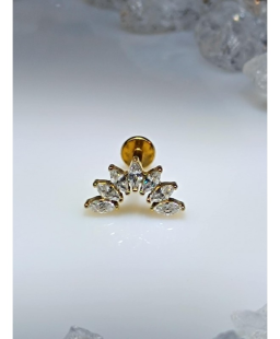 piercing tragus oreille flat helix lobe 7 strass blanc vissable ear orelha couleur doré oor