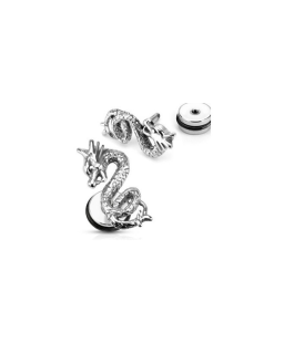 faux piercing dragon chine plug ecarteur d oreille homme femme lobe acier