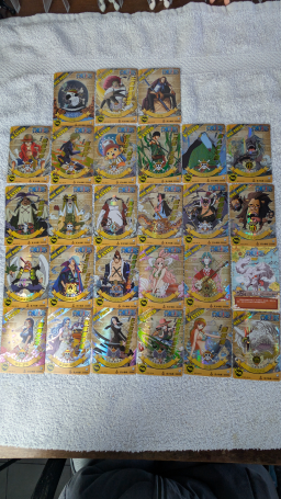 Lot de 27 cartes japonaises originales One Piece SR holographiques